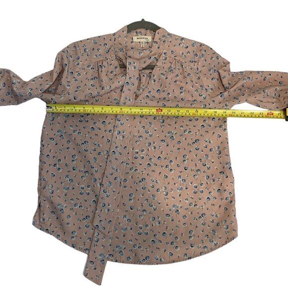 Monteau Floral Print Pink Tie Front Blouse - Picture 7 of 8